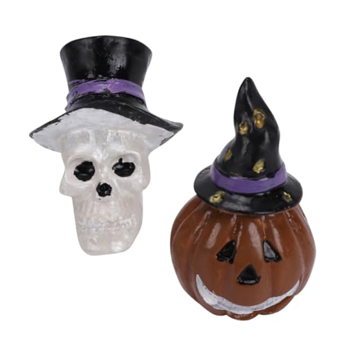 Alasum 2 Stück Teiliges Halloween Aquarium Ornament aus Harz Dekorative Kürbis Skelett Fischtank Dekoration mit Versteckhöhle für Garnelen und Kleine Fische Langlebig und Naturgetreu von Alasum