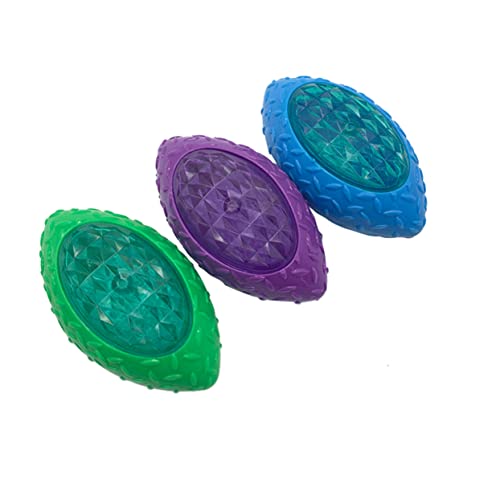 Alasum 3 Stück Teiliges Hundespielzeug Rugby Design Lustig und Glänzend Elastisch und Leicht zu Reinigen Geeignet für Training und Farbiges in Grün Blau für Haustiere von Alasum
