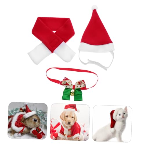 Alasum 3 Stück Teiliges Weihnachtskostüm für Haustiere Verstellbares Hundehalsband Süßes Haustier Hut und Schal für Große und Mittelgroße Festliches Design für Stilvolle Weihnachtsfeier von Alasum