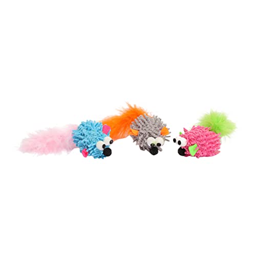 Alasum 3 Stück lustiges Katzenspielzeug Mini- Plüschbeißspielzeuge Katzenspielzeug in Mausform Mäusespielzeug für Katzen Kätzchenspielzeug interaktiv Wischvlies Zufällige Farbe von Alasum
