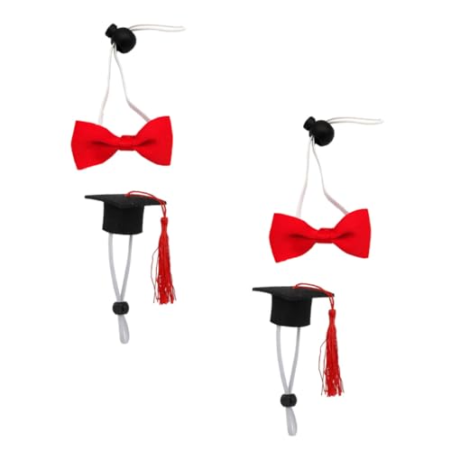 Alasum 4 Stück Mini Graduation Pet Caps Teiliges mit Quasten und Fliegen Verstellbare Partyhüte für Kleine Hunde Katzen und Kleintiere Niedliche Abschlussmütze Dekoration für Haustier und von Alasum