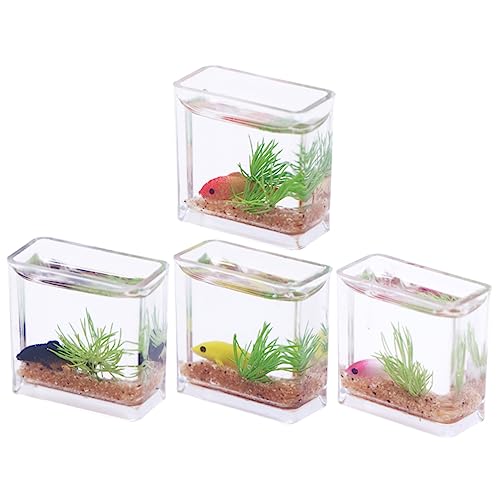 Alasum 4 Stück Mini-goldfischglas Mini-fischschalen Aus Glas Tischdekoration Und Accessoires Mini-Aquarium Mini-fischglas Mini Runde Fischschalen Miniatur Und Fisch Haushalt von Alasum