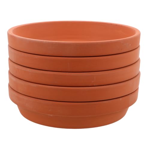 Alasum 5 Stück Runde Terrakotta Pflanzuntersetzer mit Ablauflöchern Stabile Blumentopf Abtropfschalen aus Rotem Strapazierfähige Wasserauffangschalen für Innen und Außenbereiche von Alasum