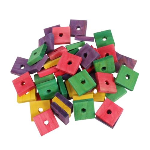 Alasum 50 Stück Teiliges DIY Papagei Holzspielzeug Bissfestes Kauspielzeug für Kleine Vögel Wie Wellensittiche und Sittiche Gemischte Holzklötze zur Beschäftigung Vogelaktivität von Alasum