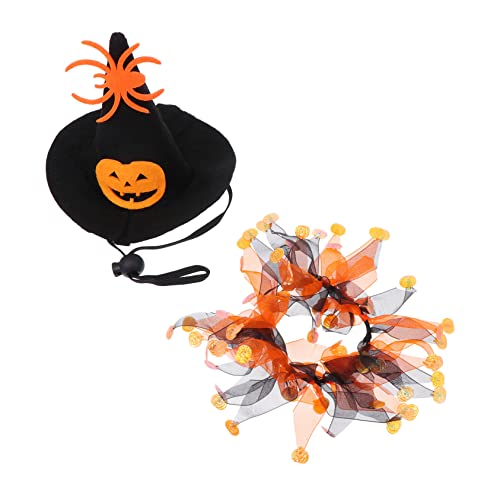 Alasum Halloween Mütze und Halstuch für Katzen und Hunde Dekoratives Accessoire für Halloween Partys und Fotoshootings Geeignet für Kleine und Mittelgroße Tiere von Alasum