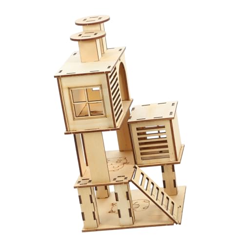 Alasum Hamster Holzleiter Haus Kletterplattform Haustier Übungsplatz Kleintier Villa für Zwerghamster Meerschweinchen Chinchilla Squirrel mit Atmungsaktivem Versteck und Langlebigem von Alasum