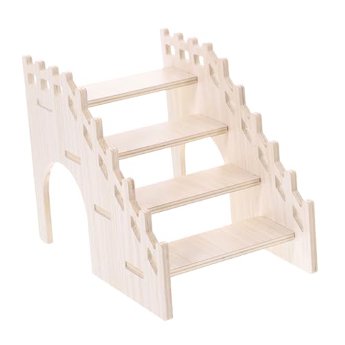 Alasum Holz Hamsterleiter und Versteck Kletterspielzeug für Kleintiere Kleine Haustiertreppe Robustes Naturholz Fördert Bewegung und Erkundung im Käfig von Alasum