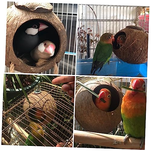 Alasum Natürliches Kokosnussschalen Vogelnest Hängendes Vogelhaus Robust für Wellensittiche Kanarienvögel Papageien Garten Dekoration Vogelbrut Nistkasten von Alasum