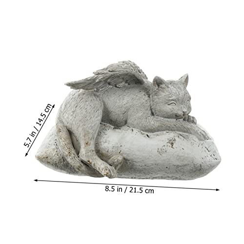Alasum Resin Gedenkfigur Schlafende Katzen mit Flügeln Wetterfeste Garten Deko Liebevolle Haustier Gedenkstatue aus Hochwertigem Harz als Grabstein Erinnerung für Katzenliebhaber von Alasum