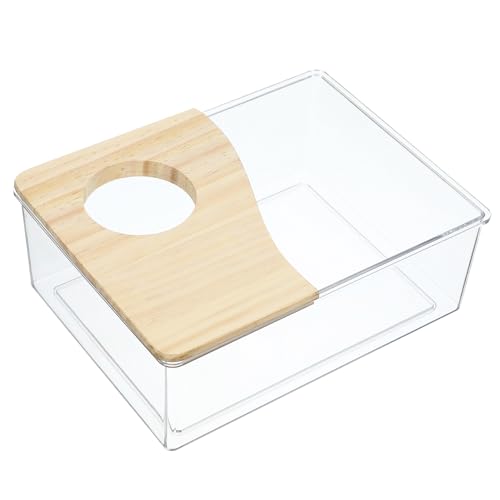Alasum Sandbadbox aus Transparentem für Hamster und Kleintiere Multifunktional als Sandbad und Toilette Halboffene Badewanne Praktisch und Leicht für Kleine Haustiere von Alasum