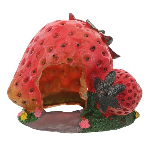 Alasum Strawberry Förmiges Reptilienversteck aus Langlebigem Harz Geeignet für Schildkröten Kleine Eidechsen Frösche und Schlangen Bietet Sicheren Rückzugsort und Sonnenplatz im von Alasum