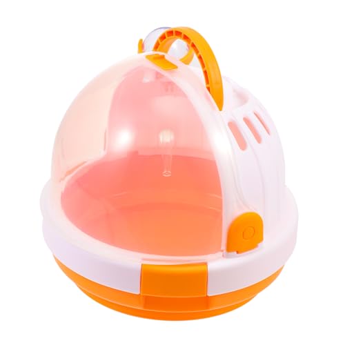 Alasum Tragbarer Hamsterkäfig Außenträger Kompakt Transportbox für Zwerghamster und Chinchilla Komfortabel für Reisen und Outdoor Ausflüge Praktische Haustier Tragetasche in Orange von Alasum