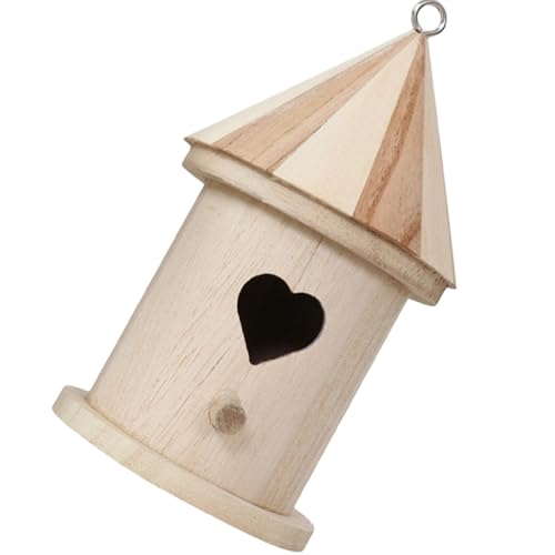 Alasum Unbehandeltes Holz Vogelhaus zum Bemalen DIY Vogelhäuschen mit Herzform Tür Wetterfester Nistkasten für Kleine Singvögel Natürlicher Holz-Bird Box für Garten und Balkon von Alasum