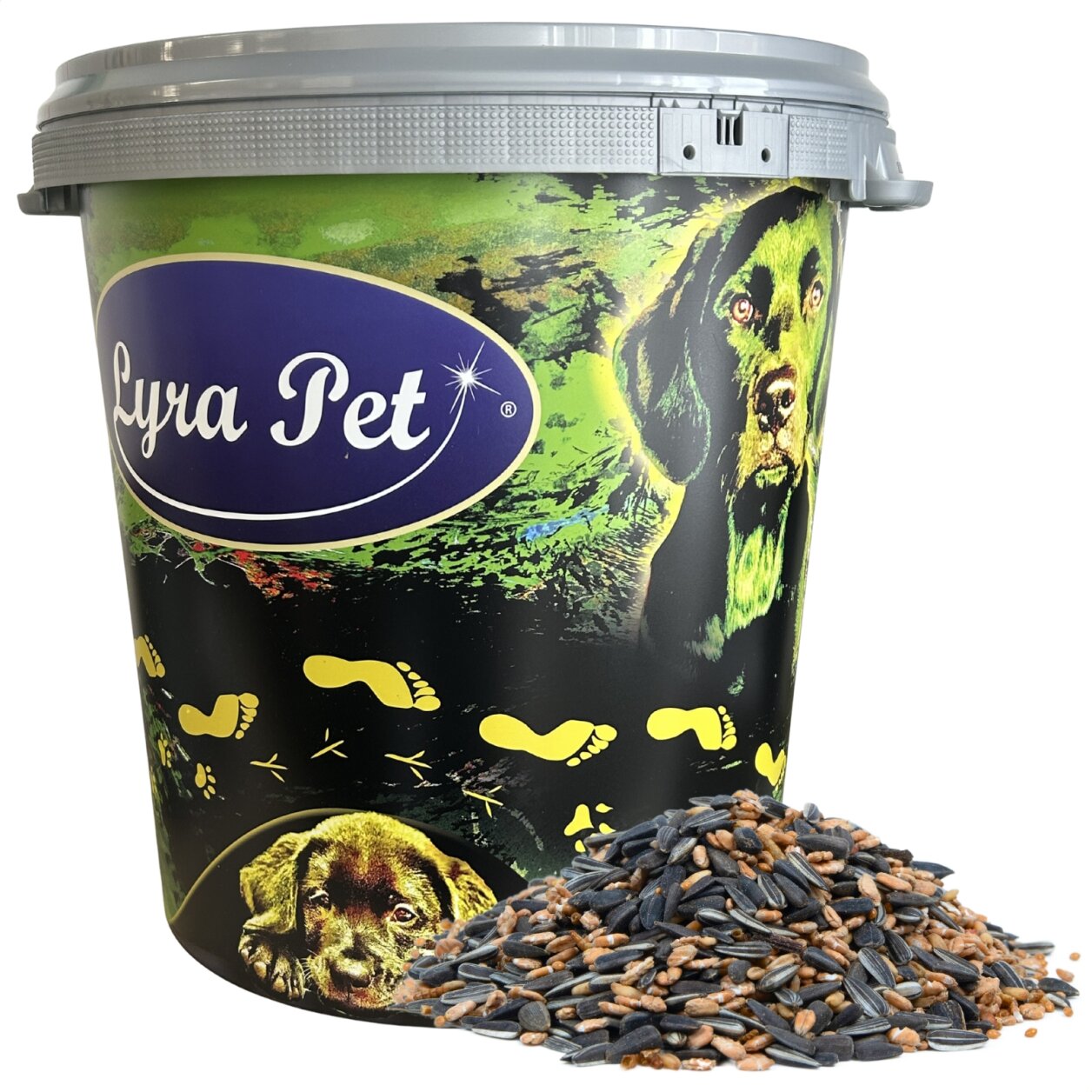 10 kg Lyra Pet® Streufutter aus der ALB-MÜHLE Protein-Mix in 30 L Tonne von Alb-Mühle