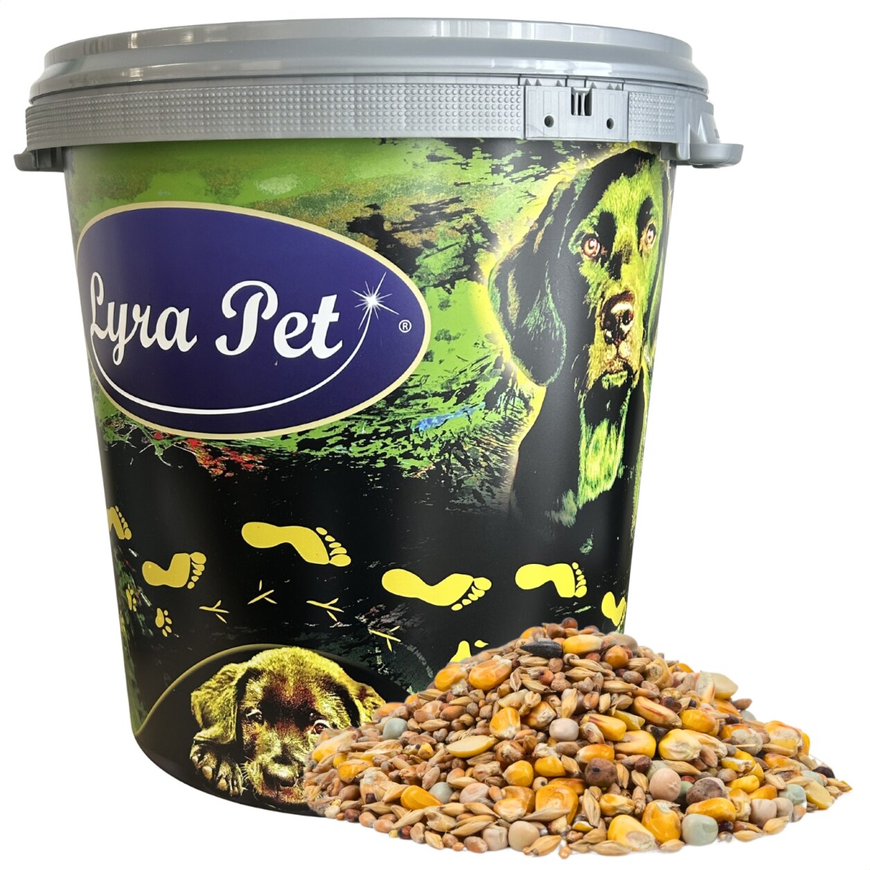 10 kg Lyra Pet® Streufutter aus der ALB-MÜHLE Terrassen-Mix schalenfrei in 30 L Tonne von Alb-Mühle
