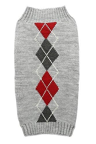 Hundepullover für kleine Hunde, Argyle-Muster, Grau Hundepullover für kleine Hunde, Argyle-Muster, Grau von Alemon