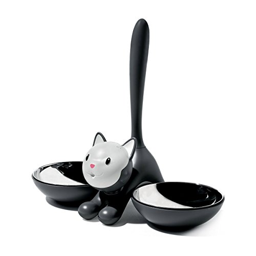 Alessi Tigrito AMMI09 B Design Katzennapf aus Edelstahl und termoplastisches Harz, schwarz, 32 cm von Alessi