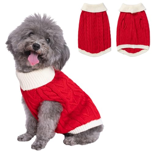 Hundepullover für Haustiere, Weihnachtskleidung, gestrickt, Rollkragen-Sweatshirt, warm, für Hunde, Katzen, kleine, mittelgroße und große Hunde (Rot, XL) von Alessia Cara