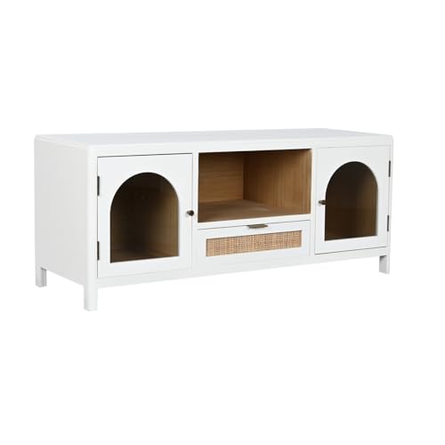 Paulownia TV-Möbel, Glas, 120 x 40 x 50 cm, Weiß Paulownia TV-Möbel, Glas, 120 x 40 x 50 cm, Weiß von AlexandreHouse