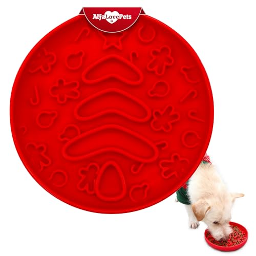 Slow Feeder Hundenäpfe - Hundenapf mit Weihnachtsmotiv - Rote Leckmatte für Hunde - Hundenapf - Sicheres Silikonmaterial - für Hunde Verwendung - Hundenapfunterlage von Alfa Love Pets Slow Feeder Hundenäpfe - Hundenapf mit Weihnachtsmotiv - Rote Leckmatte für Hunde - Hundenapf - Sicheres Silikonmaterial - für Hunde Verwendung - Hundenapfunterlage von Alfa Love Pets von Alfa Love Pets