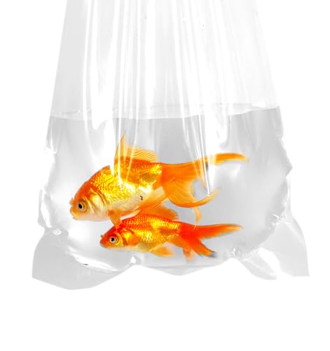 AlfaEx Fischereibeutel, auslaufsicher, abgerundeter Boden, transparente Kunststoff-Fischbeutel für tropische und Meeresfische, wasserdicht, 200 Gauge, 50 Stück von AlfaEx