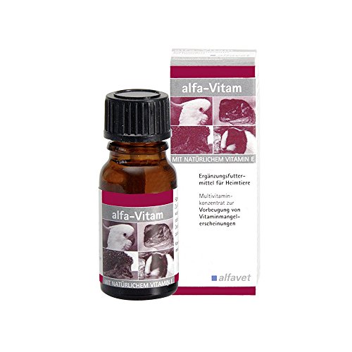 alfavet alfa-Vitam, Multi Vitaminkonzentrat zur Vorbeugung von Vitaminmangelerscheinungen, Ergänzungsfuttermittel für Vögel, Kleinnager, Reptilien, 10ml von Alfavet