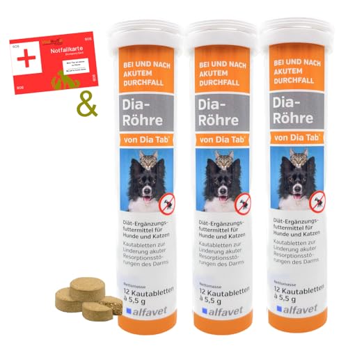 Alfavet Dia Tab Röhre 36x5,5g Hund Katze bei & nach Durchfall von Alfavet