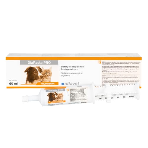 Alfavet DiaPaste Pro Injektor, Diät-Ergänzungsfuttermittel bei Durchfall, für Hunde und Katzen, Präbiotikum Probiotikum, 60ml Injektor Alfavet DiaPaste Pro Injektor, Diät-Ergänzungsfuttermittel bei Durchfall, für Hunde und Katzen, Präbiotikum Probiotikum, 60ml Injektor von Alfavet