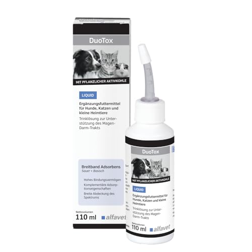 alfavet DuoTox Liquid mit pflanzlicher Kohle und Bentonit, gegen Erbrechen bei Hunden, Katzen, kleinen Heimtieren, Flasche mit Applikationsaufsatz 110 ml alfavet DuoTox Liquid mit pflanzlicher Kohle und Bentonit, gegen Erbrechen bei Hunden, Katzen, kleinen Heimtieren, Flasche mit Applikationsaufsatz 110 ml von Alfavet