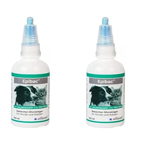 Alfavet Epibac, Doppelpack, basischer, sehr milder Ohrreiniger für Hunde und Katzen mit Chlorhexidin und Tris-EDTA, 2 x 100ml Alfavet Epibac, Doppelpack, basischer, sehr milder Ohrreiniger für Hunde und Katzen mit Chlorhexidin und Tris-EDTA, 2 x 100ml von Alfavet