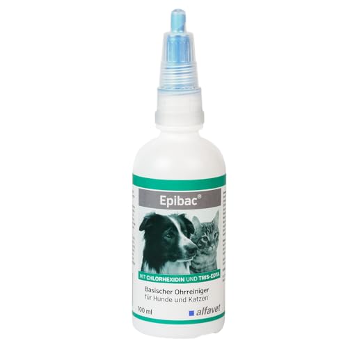 Alfavet Epibac, basischer, sehr milder Ohrreiniger für Hunde und Katzen mit Chlorhexidin und Tris-EDTA, 100ml von Alfavet