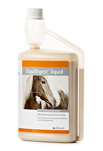 Alfavet EquiDigest Liquid, unterstützt die Verdauungstätigkeit, zum Ausgleich bei chronischer Insuffizienz der Dünndarmfunktion, Diät-Ergänzungsfuttermittel für Pferde, 1000ml Dosierflasche von Alfavet