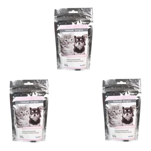 Alfavet FeliGum Gingiva | 3er Pack | 3 x 120 g | Ergänzungsfuttermittel für Katzen und kleine Hunde | Mit Weidenrindenextrakt und Omega-3-Fettsäuren | Leckere, weiche Kaudrops von Alfavet