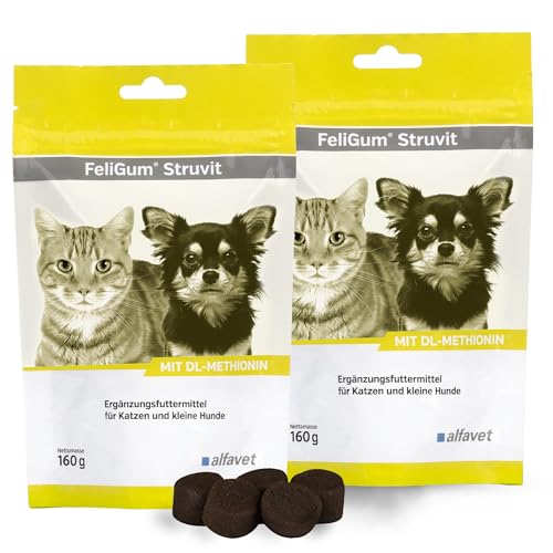 alfavet Feligum Struvit, Doppelpack, Kaudrops zur Auflösung von Struvitsteinen, Katzen und kleine Hunde, 2 x 160g von Alfavet