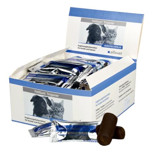 Alfavet FeliGum Trojaner, Box 30 x 10 g, Medikamentenversteck als Snack formbar, Ergänzungsfuttermittel für Hunde und Katzen von Alfavet