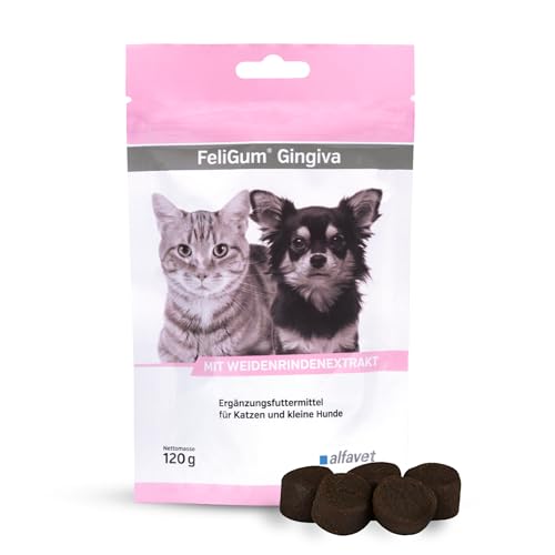 alfavet FeliGum Gingiva, unterstützt bei Zahnfleisch und Maulhöhlen Entzündung von Katze und Hund, Kaudrops, Ergänzungsfuttermittel, 120g von Alfavet