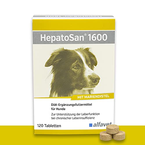 Alfavet HepatoSan® 1600 | 120 Tabletten | Diät-Ergänzungsfuttermittel für Hunde | Zur Unterstützung der Leberfunktion bei chronischer Leberinsuffizienz | Mit Mariendistel von Alfavet