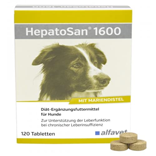 Alfavet HepatoSan 1600 | 120 Tabletten | Diät-Ergänzungsfuttermittel für Hunde und Katzen | Zur Unterstützung der Leberfunktion bei chronischer Leberinsuffizienz von Alfavet
