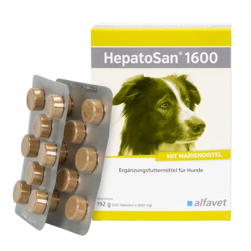 Alfavet HepatoSan 1600 | 120 Tabletten | Ergänzungsfuttermittel für Hund | Zur Unterstützung der Leberfunktion bei chronischer Leberinsuffizienz | Mit Curcuma von Alfavet