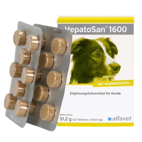 alfavet HepatoSan 1600 | 32 Tabletten | Diät-Ergänzungsfuttermittel für Hunde| Zur Unterstützung der Leberfunktion bei chronischer Leberinsuffizienz von Alfavet