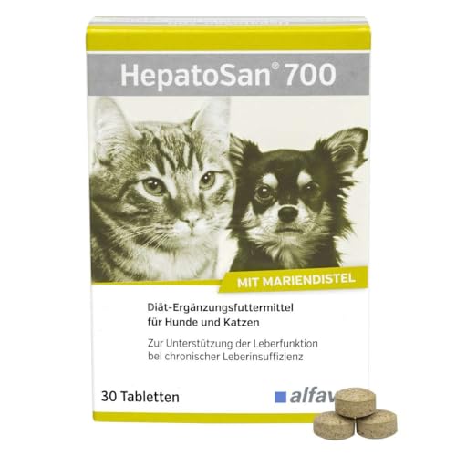 Alfavet Hepatosan 700 für Hunde und Katzen bei chronischer Leberinsuffizienz, Diät-Ergängzungsfuttermittel, 30 Tabletten von Alfavet
