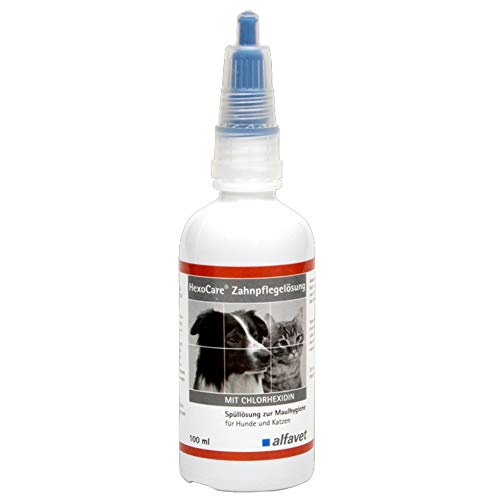 Alfavet HexoCare Zahnpflegelösung zur Maulpflege für Hund und Katze, mit Chlorhexidin und Tris-EDTA, 100ml von Alfavet