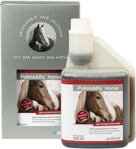 alfavet PulmoAlfa Horse | 500 ml | Flüssiges Ergänzungsfuttermittel für Pferde | Zur Unterstützung der physiologischen Abwehrkräfte der Atemwege | Mit Süßholz und Brunnenkresse von Alfavet