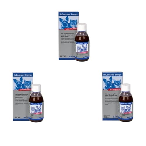 Alfavet ReConvales Energy, 3er-Pack, für Katzen und kleine Hunde, in der Rekonvaleszenz, bei Untergewicht und bei hepatischer Lipidose der Katze, Diät-Ergänzungsfuttermittel hochkalorisch, 3 x 180ml von Alfavet