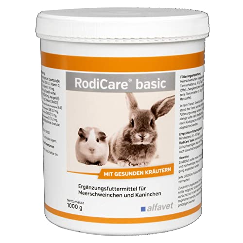 RodiCare®basic 1000 g-Ergänzungsfuttermittel für Meerschweinchen und Kaninchen Leckere Pellets mit hohem Gehalt an leicht verdaulichen Rohfasern von Alfavet