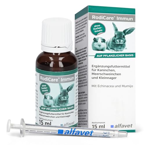 alfavet RodiCare Immun, Immunstärkung für Kaninchen, Meerschweinchen und Kleinnager, Ergänzungsfuttermittel, 15ml, Dosierspritze von Alfavet