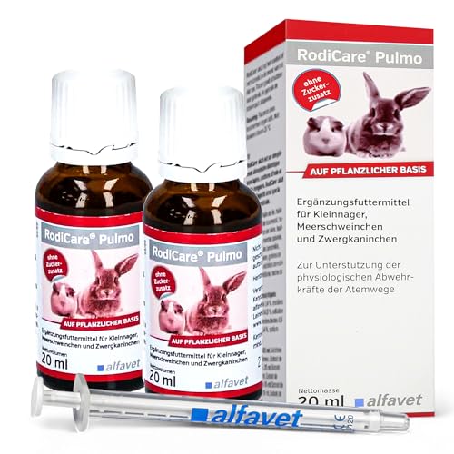 alfavet RodiCare Pulmo, Doppelpack, zur Unterstützung der Atemwege von Meerschweinchen und Kleinnagern, Ergänzungsfuttermittel, 2 x 20ml, Dosierspritze von Alfavet