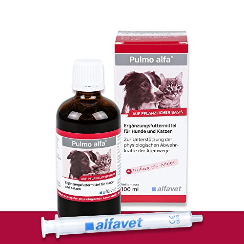 Alfavet Pulmo alfa, Saft zur Unterstützung der Atemwege von Hund und Katze, Ergänzungsfuttermittel, 100ml mit Dosierspritze von Alfavet