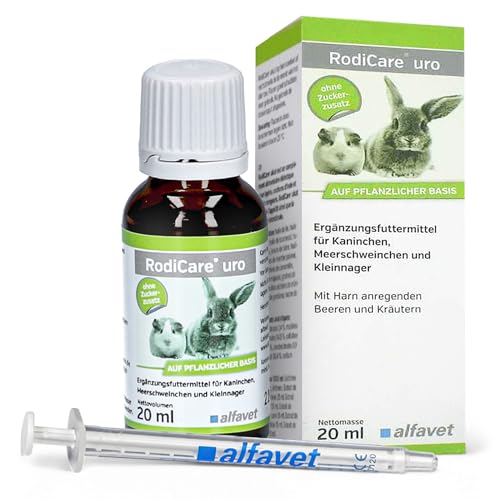 Alvafet, RodiCare URO, Ergänzungsfuttermittel zur Verringerung der Harnsteinbildung für Kaninchen, Meerschweinchen und Kleinnager, 20ml, Dosierspritze von Alfavet