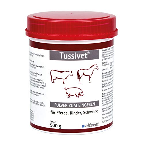 Alfavet Tussivet, Pulver bei Husten für Pferd, Rind und Schwein, 500g Dose von Alfavet